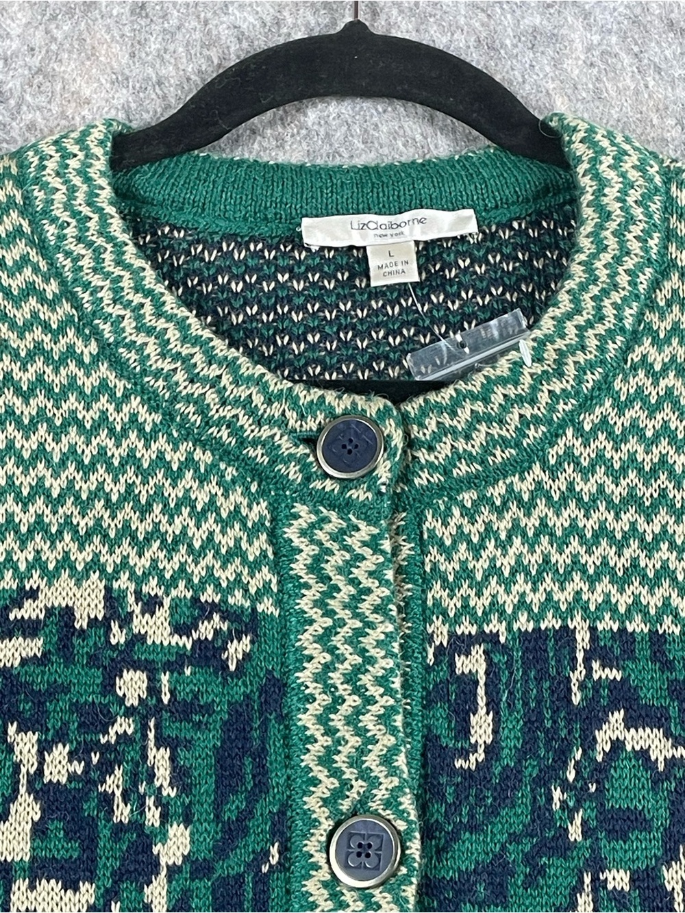 Liz Claiborne Alpaca Blend Stylish Travel Office Party Nordic Button Up Cardigan - Picture 5 of 15